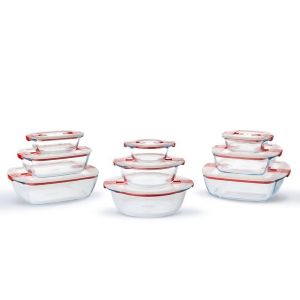 Pyrex - Cook & Heat - Lot de 9 plats en verre avec couvercles hermétiques, spécial micro-ondes - Sans BPA