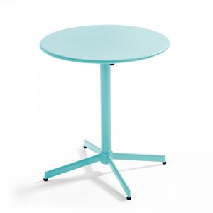 Oviala Palavas - Table ronde bistro inclinable en acier turquoise - Bleu