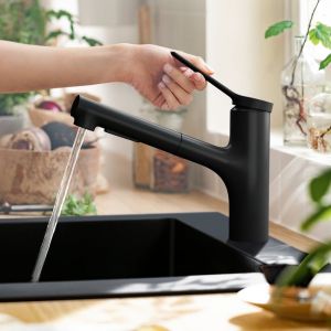 Hansgrohe Zesis M33 Mitigeur de cuisine avec douchette métallique extractible et sBox, 74821670,