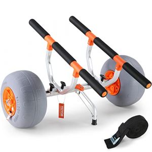 VEVOR Kayak 160 kg Chariot de Transport Cano&euml; Pliable avec 2 Roues 30,5 cm Largeur Ajustable Pied de Support Antid&eacute;rapant Planches &agrave; Pagaie Tapis Flottants Bateaux Unisex-Adult, Noir+Orange, Large