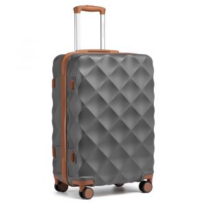 Image de Valise Cabine 61x42x26cm, Valise Rigide Ultra L&eacute;g&egrave;re, Valise de Voyage avec Roulettes 4x360 Degr&eacute;s et Serrure TSA Gris et Marron