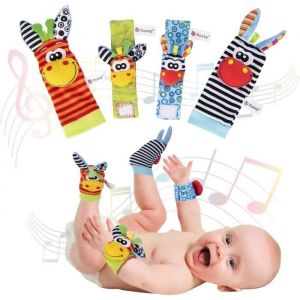 Hochet Bébé Jeux Eveil Bébé 0-12 Mois Hochet Pied Et Poignet Bebe Chaussettes De Pied Ensemble-Cadeau