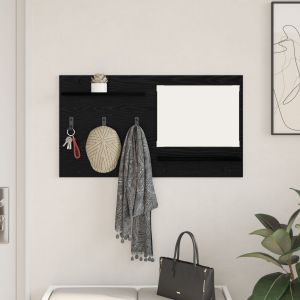 VidaXL Porte-manteau mural avec &eacute;tag&egrave;re avec stockage avec miroir Ch&ecirc;ne Noir 90 x 10 x 50 cm