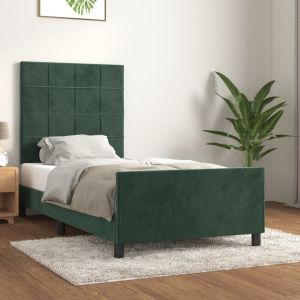 VidaXL Cadre de lit avec tête de lit Vert foncé 80x200 cm Velours - Dark green