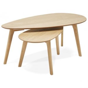 Lot de 2 Tables Basses Gigognes Beige en Chêne CERF