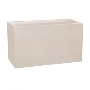 Eda Plastiques Muret Volcania 116 L - D&eacute;cor Imitation Pierre - Double Paroi - Zone de R&eacute;tention d'eau - 99,5 x 39,5 x 60 cm - Beige Calcaire