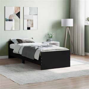 VidaXL Cadre de lit noir 75x190 cm petit simple bois d'ingénierie 835947