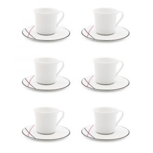Fauchon 6 Tasses à thé + soucoupes en Porcelaine Bistrot blanches - 150ml