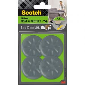 Scotch Lot de 4 patins glisseurs tout terrain adhésifs Ø40 mm - gris métal