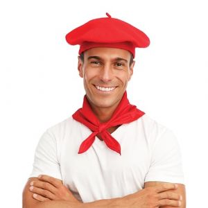 P'TIT CLOWN - 46502 - Béret en Laine - Chapeau Gavroche, Retro, Vintage, Français - Accessoire de Déguisement - Pour Carnaval, Fêtes à Thèmes, Soirée Costumée - Adulte Homme, Femme - Rouge