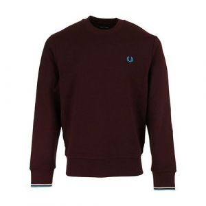 Fred Perry Crew Neck Oxblood/Ecru/Court Blue - Pull - bordeaux - XL - 100% Coton,Transpirer