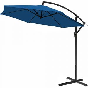 Deuba Parasol en alu - Jardin terrasse Balcon - Pare Soleil - Manivelle - Ø 330cm Bleu