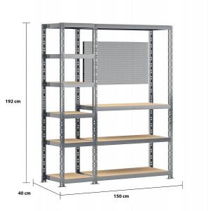 Image de Etagère double 10 plateaux L.150 cm (Kit Start + 1 module A + 1 module E)