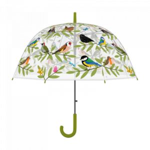 Esschert design Parapluie transparent cloche - Ouverture automatique - Oiseaux multicolore