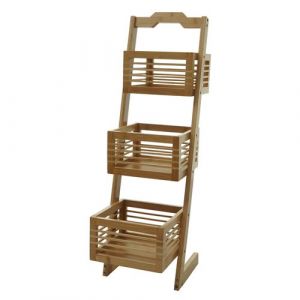 Étagère MENDLER HWC-M21 avec 3 paniers Bambou 77x23x30cm