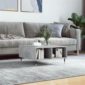 VidaXL Table Basse, Table d'Appoint avec 4 Compartiments, Bout de Canapé avec Pieds Salle de Séjour, Industriel, Gris Béton Bois d'Ingénierie