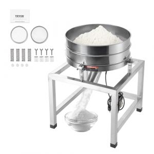VEVOR Tamiseur Vibrant Automatique, Tamis à Farine Électrique 25 W en Acier Inoxydable, Machine de Tamisage à 40 et 100 Mailles, avec Support et Roulettes, pour Poudres de Farine, Haricots Mungo, Riz