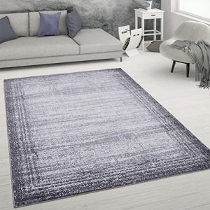 Paco Home - Tapis De Salon Poils Ras Effet Usé Abstrait Tapis Vintage Style Moderne 160x220 cm, Gris