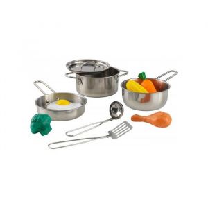 Otto Office Jeu d'imitation ensemble de batterie de cuisine en m&eacute;tal + ustentile + accessoires - set jouet dinette enfant 11 pieces + 1 carte