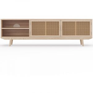 Image de Privatefloor Meuble de TV Grand buffet en bois naturel, style Boho Bali - Wada Naturel 150