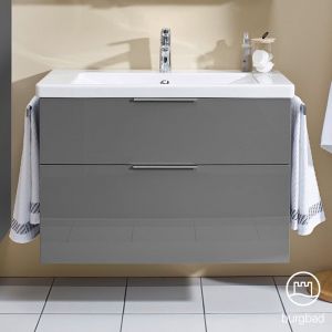 Burgbad Eqio Vasque en céramique avec meuble bas, 2 tiroirs, SEYQ093F2010C0001G0146,
