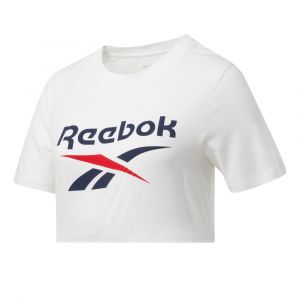 Reebok Ripped Crop T-shirt Femmes - Blanc, Bleu Foncé