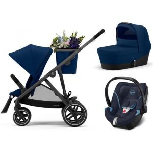 Image de Poussette trio model Gazelle S Noire ATON 5 Nacelle Gazelle S Bleu marine