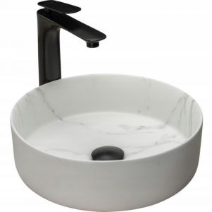 Réa LAVABO SAMI MARBLE MATT VASQUE CERAMIQUE A POSER BLANCHE EXCLUSIF OVALE TOP