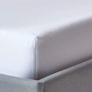 HOMESCAPES Drap-Housse uni 100% Coton égyptien Bio 400 Fils Blanc 90 x 190 cm