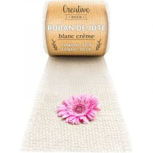 Creative Deco Ruban Chemin de Table Toile de Jute 10cm x 10m Blanc Décoration Mariage