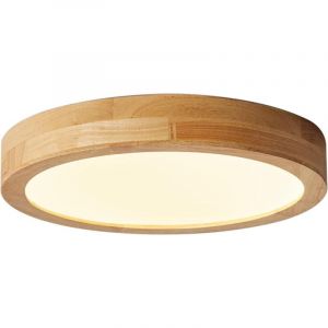 Plafonnier LED en Bois Plafonnier Rond 20CM, Lampes de Plafond Moderne pour Salon Chambre Cuisine Salle &agrave; manger Couloir - 3000 K Blanch Chaud