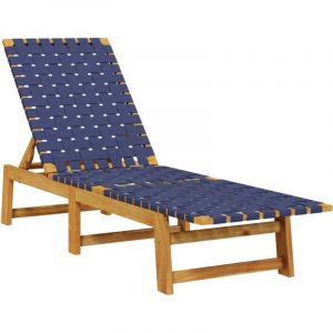VidaXL Chaises Longues Bleu Foncé Bois D'acacia Solide Et Tissu