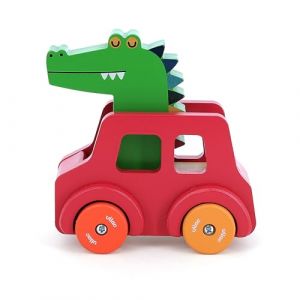 Vilac Voiture pouet Crocodile - Andy Westface - Jouet Premier Age - • 1 Voiture en Bois avec klaxon intégré - Jeux d'Eveil pour Enfant en Bois - Jouet pour Enfant Dès 18 Mois - 7426G