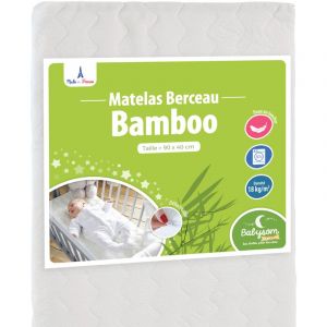 Babysom Matelas Berceau Bamboo - 80x40 cm Compatible Cododo Viscose au Toucher Ultra Doux D&eacute;houssable Oeko-Tex
