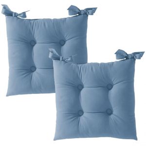 Lot de 2 Galettes de chaise carr&eacute;e LOAN - bleu denim
