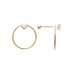 Image de Boucles d'oreille femme plaqué or blanc serti clos - Y5463Z0