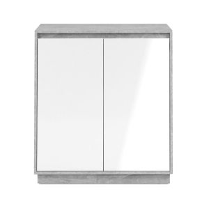 Calicosy Petit buffet 2 portes L79 cm - Gris béton / Blanc brillant