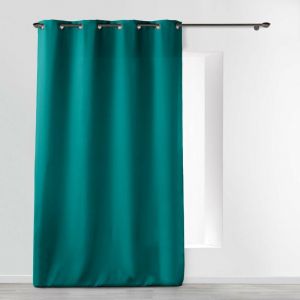 Douceur D'intérieur - Rideau grande hauteur à œillets 140 x 280 cm – Polyester uni Essentiel bleu paon