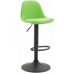 CLP Tabouret de bar Kiel assise et dossier rembourrés similicuir vert Métal noir mat