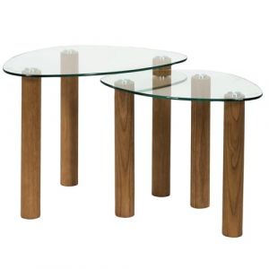 HOME DECO FACTORY, HD0555, Table Gigogne en Verre Trempé Clara - Design Élégant et Pratique, Gain de Place, Facile à Entretenir - Dimensions : 60x43x45 cm, Couleur Marron