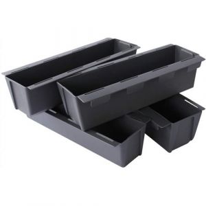 Artecsis Lot de 4 Jardinières en Plastique pour palettes Bacs à Fleurs Décoration Jardin 9x36.8x9.5cm - Rectangulaire - Anthracite