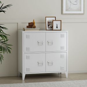 Armoire de bureau métallique Hamina à 4 portes acier 82 x 80 x 40 cm blanc
