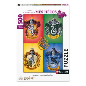 Nathan Puzzle 500 pièces : Harry Potter : Les quatre blasons de Poudlard - Mixte