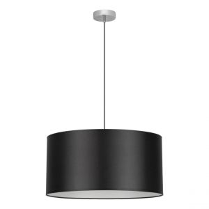 Rima Lampe Suspendue Métal Chromé Câble Anthracite Abat-jour en Tissu Noir
