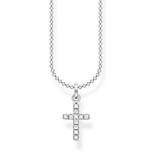 Thomas Sabo Collier pour femme en argent sterling 925 avec croix pavée 36-38 cm