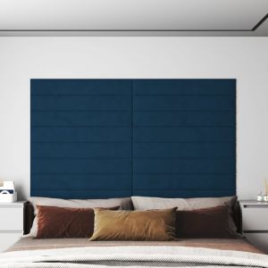 VidaXL Panneaux muraux 12 pcs Bleu 90x15 cm Velours 1,62 m²