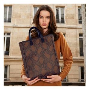 Le Jacquard Français Cabas porté main Python Marron