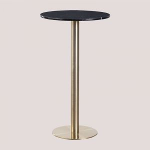 Table Haute de Bar Ronde en Marbre (Ø60 cm) Cosmopolitan SKLUM Or champagne 104 cm