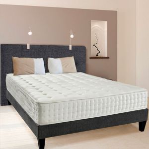 BELLECOUR LITERIE Ensemble Ch&acirc;telet 1 personne Matelas M&eacute;moire de forme + Sommier Bois Ferme