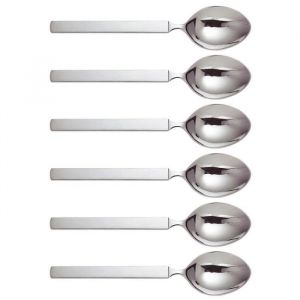 Alessi 4180-4 Dry Cuillère à dessert en acier brillant avec manche mat Set de 6 pièces